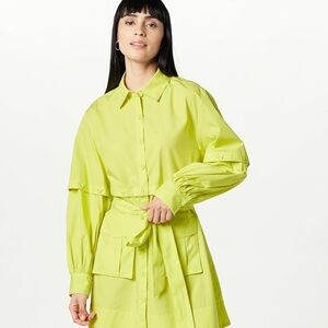 NWT The Drop Convertible Shirt Dress Daiquiri Green XXS Utility Tie Waist